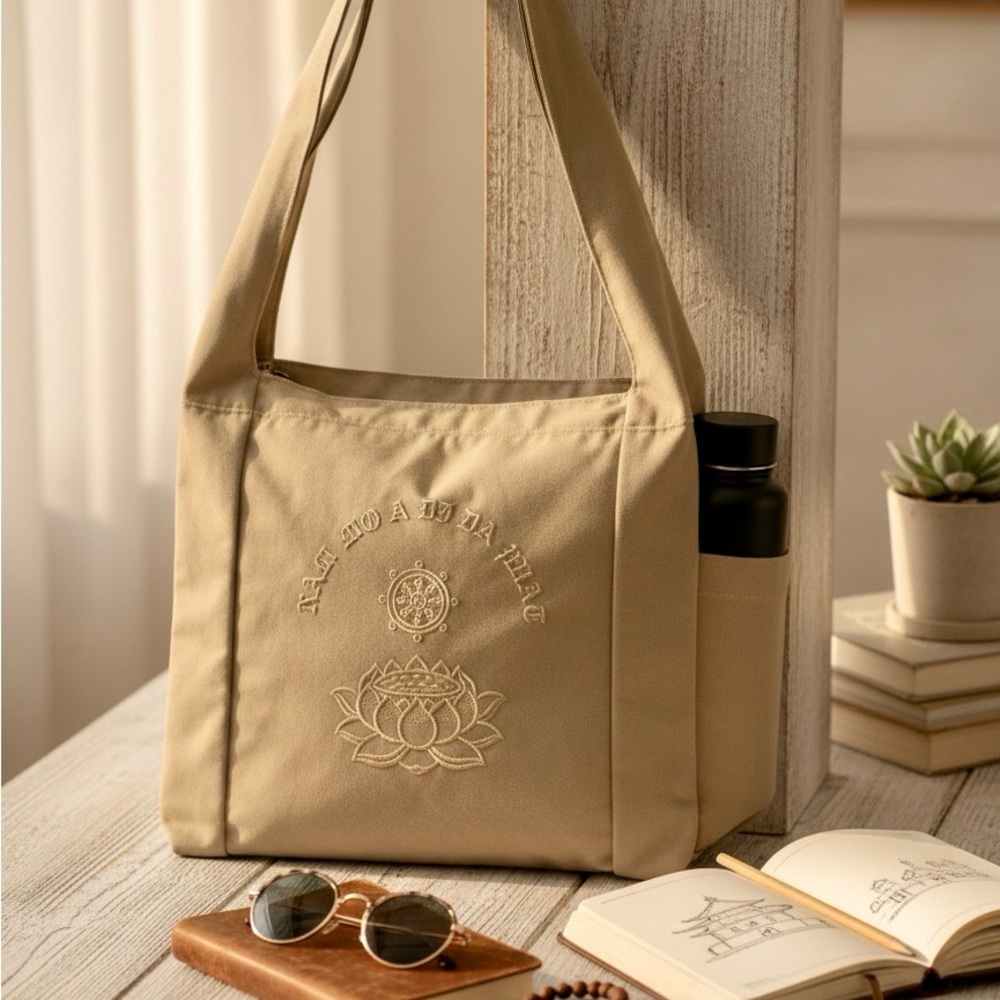 Embroidered Buddhist "Nam Mo A Di Da Phat" Messenger Bag